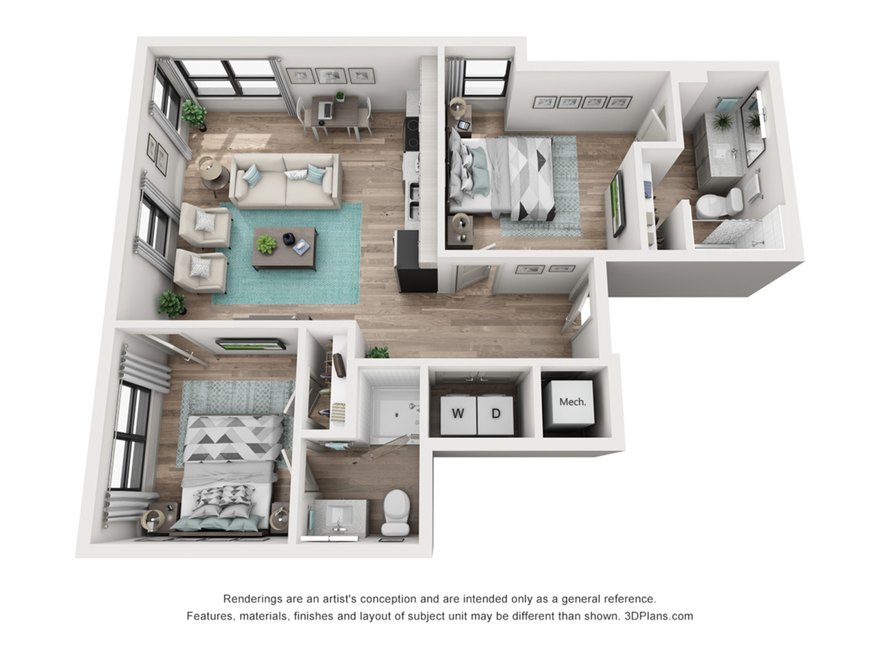 B1 - 2x2 The Kendra Floor plan