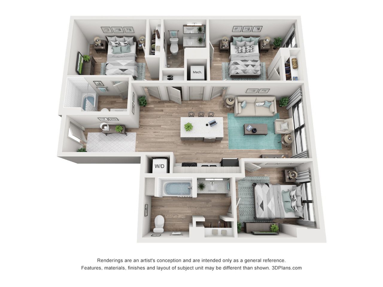 C1 - 3x3 The Van Zandt Floor plan